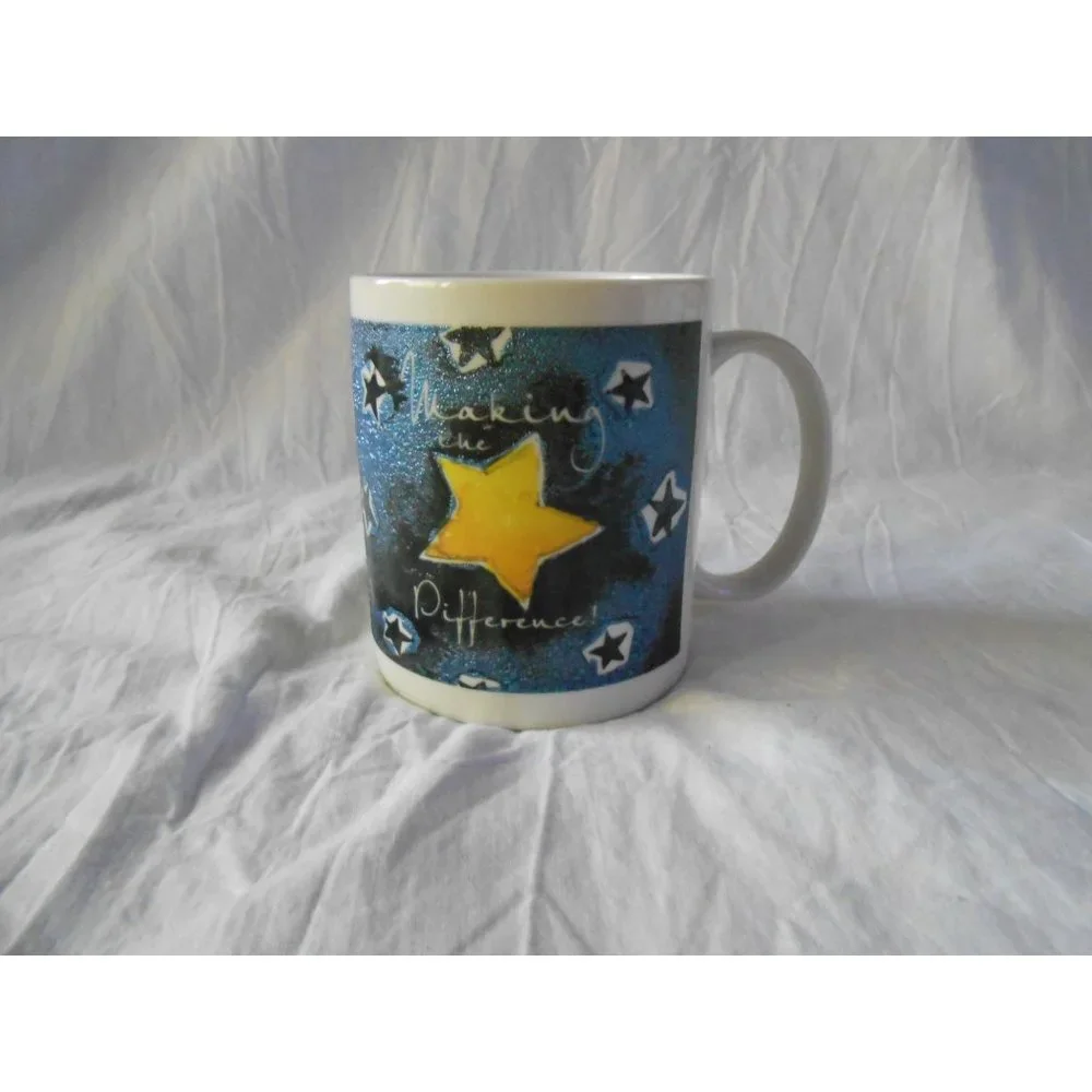 Collectible LINYI Silver Phoenix Making the Difference Coffee Mug Cup Blue Stars